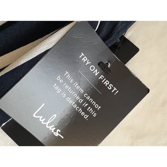 New Lulus Medium Wide Leg Retro Flowy Casual Vacation Striped Pants Pockets - Picture 5 of 11